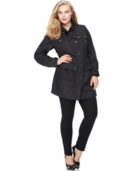 Top off your casual lineups with Alfani's plus size anorak, featuring chic cargo styling.