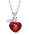 True to its name, Swarovski's Ties of Love Pendant will take hold of your heart. A gleaming red heart in light Siam satin crystal is highlighted by a wrapped ribbon accent on top. The heart signifies love and the wrap lends it a touch of warmth. Setting, chain and accents crafted in silver tone mixed metal. Approximate length: 15 inches. Approximate drop: 1 inch.