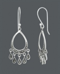 Light up your night with chandeliers you can wear. Instant ambiance is added with these glittering marcasite earrings by Genevieve & Grace. Crafted in sterling silver. Approximate drop: 1-3/4 inches.