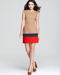 Shoshanna reinterprets classic hues on a timeless silhouette, updated with a trend-right, color blocked hem.