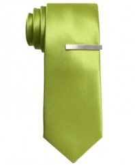 Boost your dress wardrobe with the shot of cool color on this skinny tie from Alfani RED.