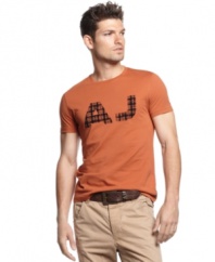 Try a different take on plaid with this t-shirt from Armani Jeans.