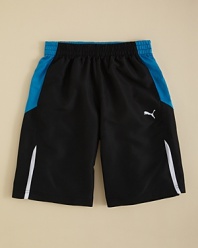 PUMA's essential sporty short is crafted in breathable mesh for action-packed style he'll love.