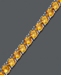 Add new light to your look with punch-bright color. Bracelet features a sunny row of round-cut citrine (17 ct. t.w.) set in smooth sterling silver. Approximate length: 7 inches.