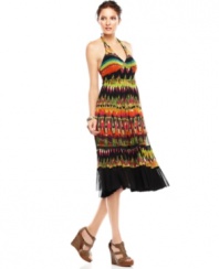Inspired by the bold style of Brasil, this Calvin Klein dress features a bright print for standout summer style!