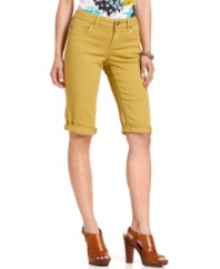 Elongate your legs with DKNY Jeans' Bermuda shorts. The skinny leg and bold wash are flattering and so summery!