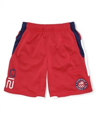 Rendered in microfiber for a sporty look and soft feel, this short celebrates Team USA's participation in the 2012 Olympics.