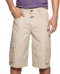 How convenient. Carry all the essentials without the hassle in these 6-pocket cargo shorts from Girbaud.