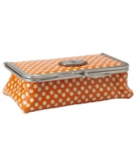 Are you ready for your close-up? Fossil's unique cosmetic case sits upright and comes with a handy mirror in the lid.