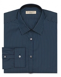 A handsome button-down from Burberry London adds sharp stripes to your arsenal of well-crafted dress shirts.