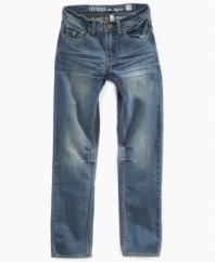 The only thing missing is the stage when he's rockin' these slim-fit heavy-wash jeans from guess.