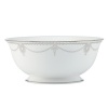 A show-stopping serving bowl from Marchesa by Lenox, this Empire Pearl dinnerware wows everyone around the formal table with a bedazzling platinum pattern in fine bone china.