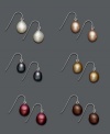 Rich, yet neutral, hues make this set of cultured freshwater pearl earrings by Fresh by Honora an instant wardrobe staple. Set includes six pairs of multicolored pearl earrings set in sterling silver. Approximate drop: 3/8 inch.
