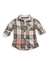 GUESS Kids Boys Indie Shirt with Roll-up Sleeves, PLAID (16/18)