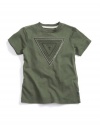 GUESS Kids Boys Tee with Embroidered Triangle, DUSTY GREEN (8/10)