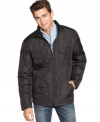 Sleek quilted microfiber provides fail-proof and water-proof style in this essential jacket from Buffalo Jeans.
