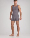 An essential underlayer or workout separate with an exclusive design that builds in physiotherapy taping techniques to gently pull the shoulders back and promote optimal alignment. Seamless stitching and targeted mesh provides a breathable, second skin fit. Micro polyester/nylon/spandex; machine wash Imported