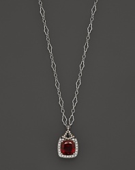 Badgley Mischka Garnet Pendant Necklace With White And Brown Diamonds, 18