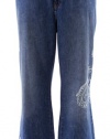 Lauren Jeans Co. Indigo Blue Grotto Paisley Detail Boot Cut Jeans