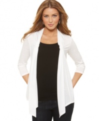 Subtle gathers create a flowing fit on AGB's ruched-sleeve cardigan. Perfect for pairing with tanks and tees!