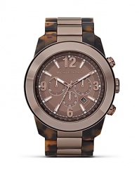 Classically styled accessories are on our radar. Perfect the look with this tortoise shell watch from MICHAEL Michael Kors, featuring chronograph movement and a brushed dial.
