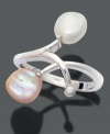 A lovely ring filled with natural beauty. Featuring Kieshi cultured freshwater pearls (7-8 mm) in sterling silver. Size 7.