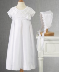 Wrap her up in something special. This beautifully embellished christening gown and bonnet from Cherish the Moment will make sure she stays comfortable and looks lovely on her memorable day.