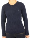 Polo Ralph Lauren Women's Crew Neck Long Sleeve Knit Navy Blue Sweater