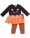 Rare Editions Girls 2-6X Cat Applique Tutu Legging Set, Black/Orange, 4T