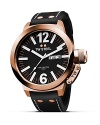 TW Steel teams a bold face with a classic leather strap for a timepiece with modern appeal.