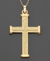 Simple and elegant, this beautiful cross pendant is set in 14k gold. Approximate length: 2 inches. Chain not included.