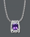 Brilliant color meets innovative design. Necklace by the Effy Collection features an oval-cut amethyst (4-1/10 ct. t.w.) perched atop a woven basket of sterling silver. Approximate length: 16 inches. Approximate drop: 9/10 inch.