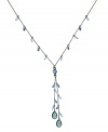 Chic cascade: Adorned with light blue briolette glass beads set in hematite tone mixed metal, 2028's Y necklace conveys a dramatic waterfall effect. Approximate length: 16 inches + 3-inch extender. Approximate drop: 2-1/2 inches.