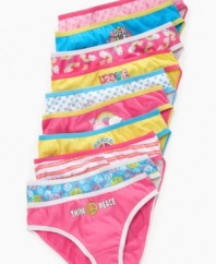 Stock her drawers with Greendog's adorable, colorful designs with this convenient 10 pack of girls underwear.