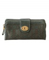 With a butterfly print accented by perforated detail, this Fossil clutch is pretty and practical.