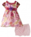 Nannette Baby-girls Infant Floral Printed Organza Dress, Grape Shift, 12 Months
