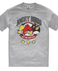 Let your casual wardrobe level up with this cool Angry Birds graphic tee from Fifth Sun.