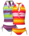 She'll be a ray of light in this vibrant halter-style tankini from Pink Platinum