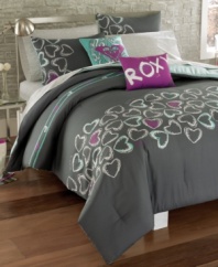 Sweet dreams. The Roxy Heart and Soul comforter set transforms your bed into a modern expression of love with a landscape of printed heart designs.