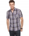Amp up your everyday style with this slim-fit checkered shirt from Alfani Red.