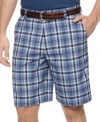 Pump up your casual style with a pair of these flat front shorts from Izod.