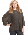 Glam up your casual look with One 7 Six's three-quarter sleeve plus size sweater, showcasing a metallic finish. (Clearance)