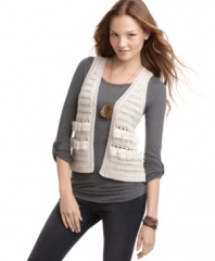 Add trendy texture to your outfit with this American Rag faux fur & wool knit vest -- a fall must-have!