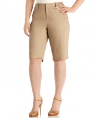 Stay stylish in warmer temps with Calvin Klein's plus size Bermuda shorts-- pair them with the season's latest tops!