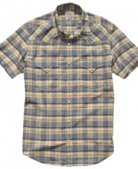 Get some western style in your wardrobe with this short-sleeved shirt from Lucky Brand.