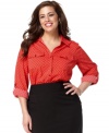 Get spot-on style with Elementz' three-quarter sleeve plus size shirt, flaunting a super-cute polka dot print!