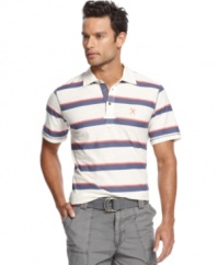 A slub weave rubs a little of the polish off this polo shirt for the perfect laid back look from Marc Ecko Cut & Sew.