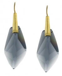 Dressy and decorative. Featuring black faceted glass accents, Vince Camuto's delicate drop earrings will add glamour to your style for both day and evening. Crafted in gold tone mixed metal. Approximate drop: 3/4 inch.