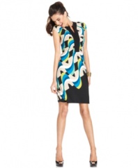 An artistic, colorful print brings this slinky cap-sleeve Alfani dress to life. Just add subtle accessories and you're sure to attract attention.