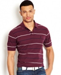 All hands on deck. This striped polo from Nautica is an easy fix for your summer style.